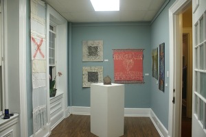Simply irRESISTible Show: Gallery view of artwork in the show, including my Tangled Web textile paintings.